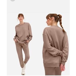 MATE the Label Womens Organic Cotton Oversized Sweatshirt Mushroom Brown Small